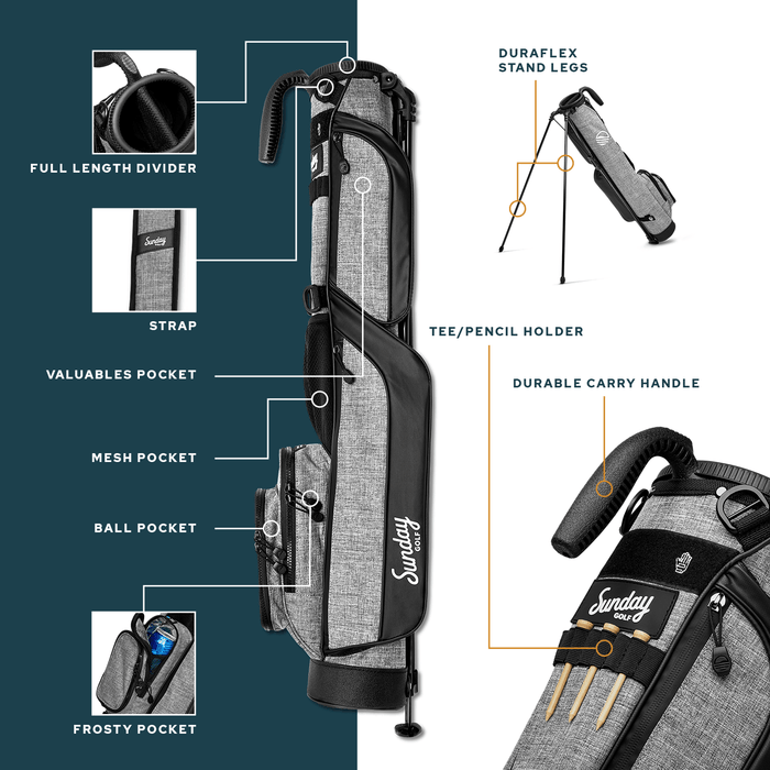 Sunday Golf - The Loma | Heather Gray Par 3 Bag - Scratch Golf